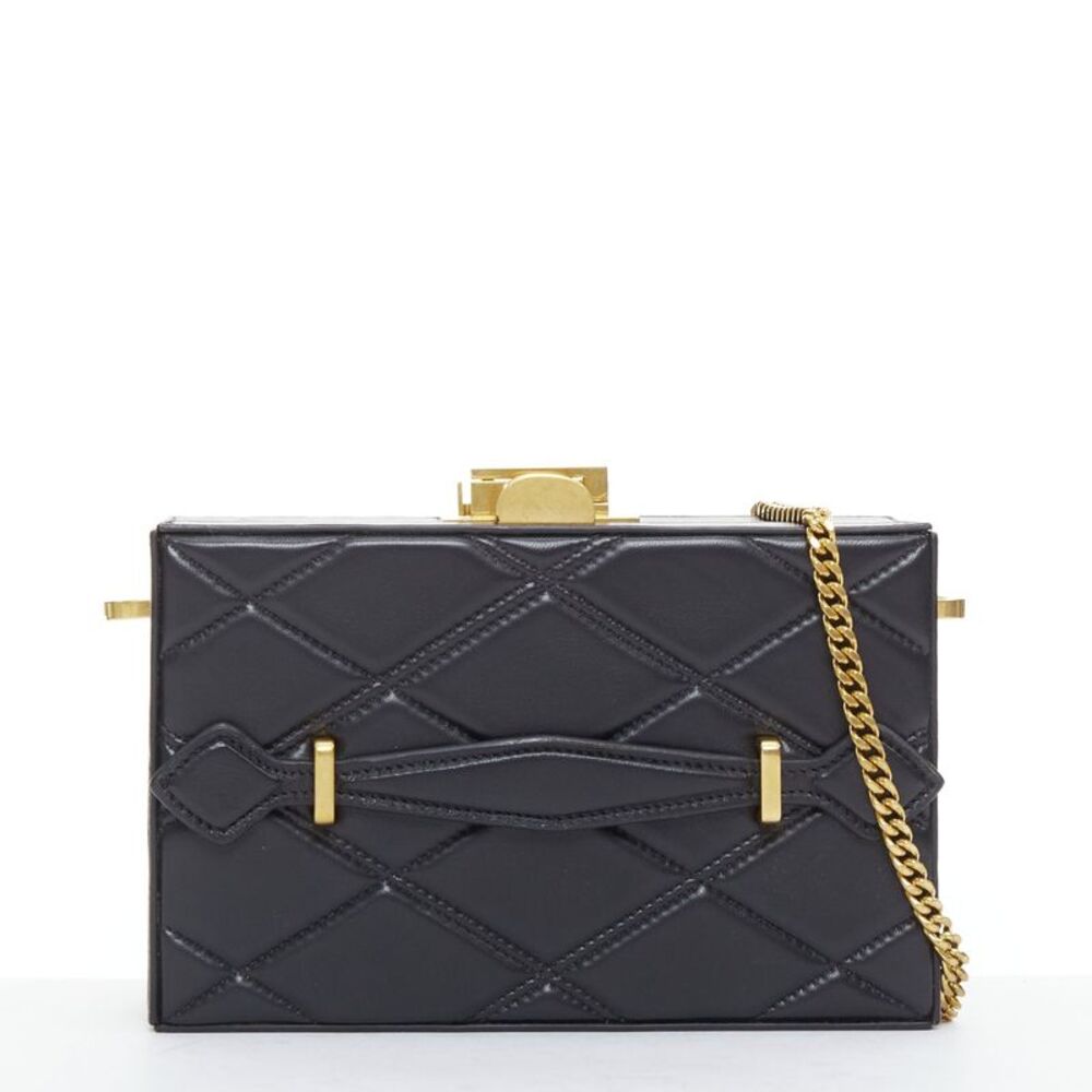 Oscar De La Renta Leather Box Clutch Bag